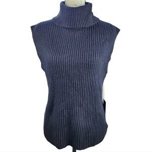Rachel Zoe Navy Blue Sleeveless Turtleneck Knit Top
